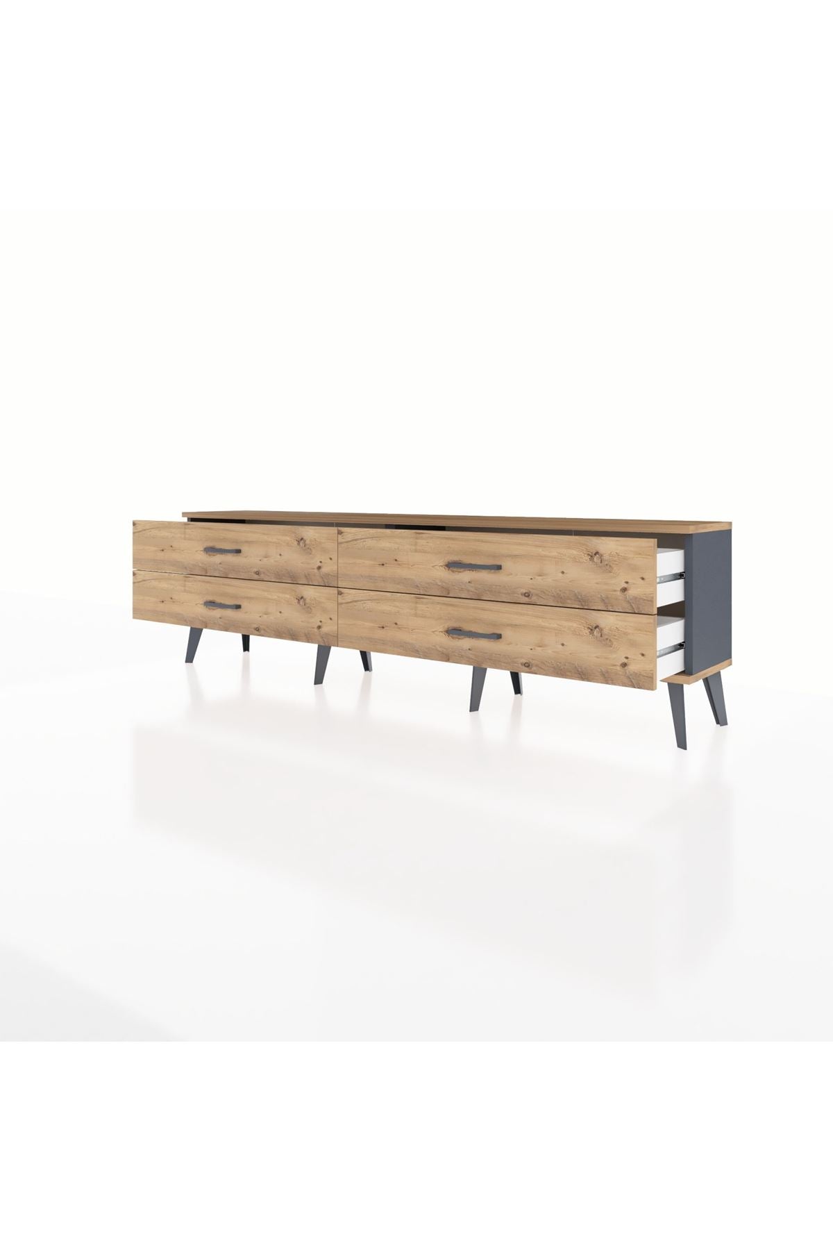 Arges TV Ünitesi 4 Çekmeceli  176x30x51 Antrasit-Çam/Çam