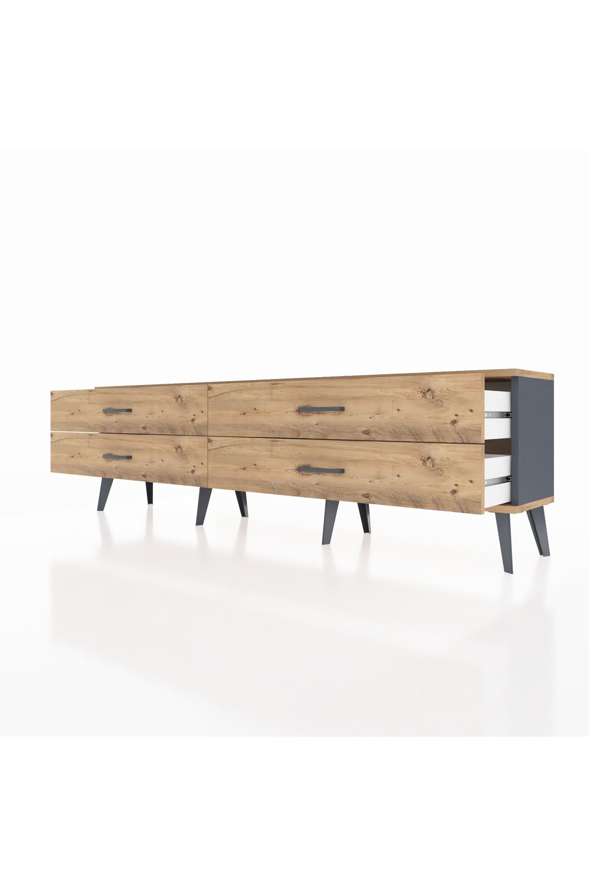 Arges TV Ünitesi 4 Çekmeceli  176x30x51 Antrasit-Çam/Çam