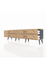Arges TV Ünitesi 4 Çekmeceli  176x30x51 Antrasit-Çam/Çam
