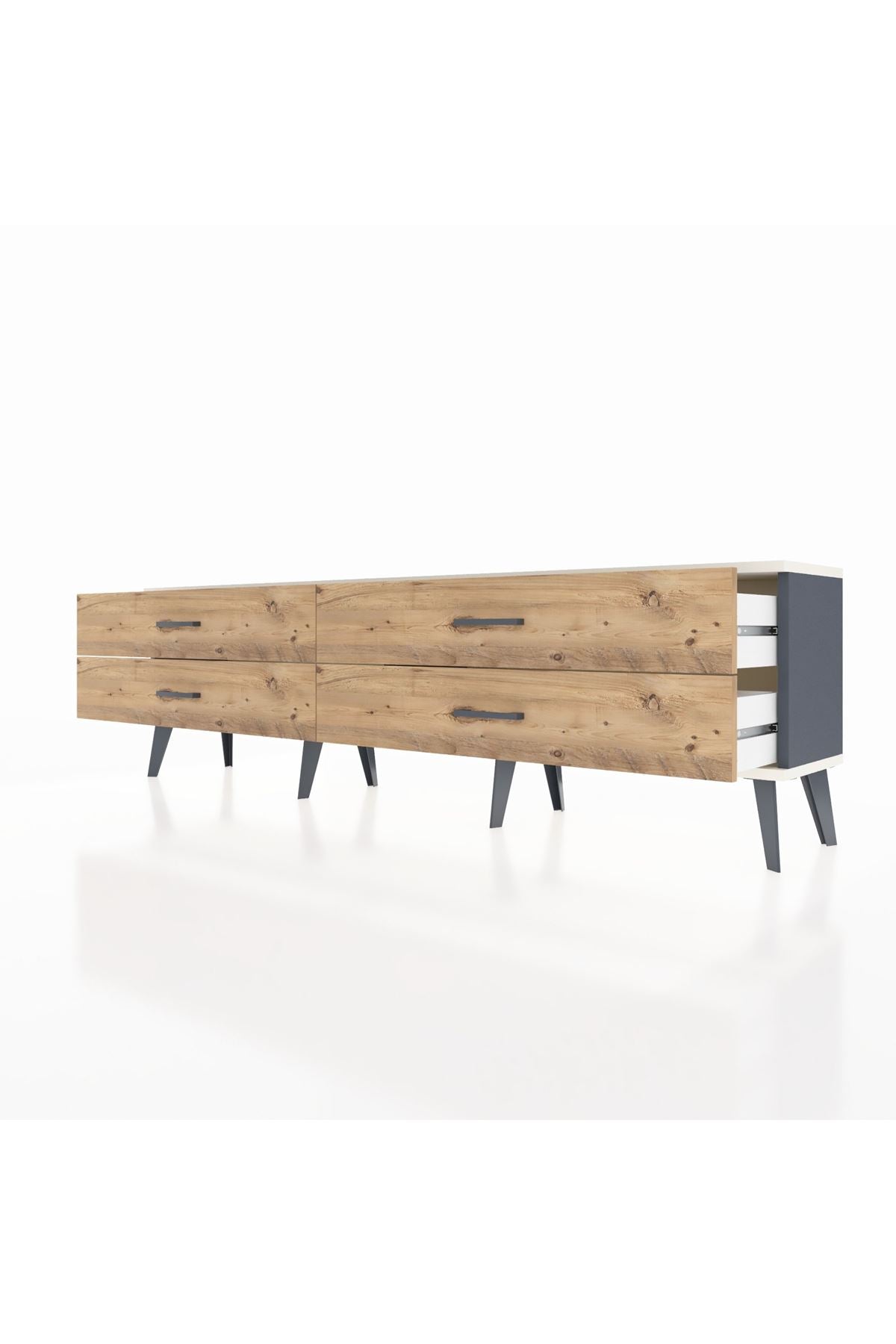 Arges TV Ünitesi 4 Çekmeceli  176x30x51 Antrasit-Aytaşı/Çam