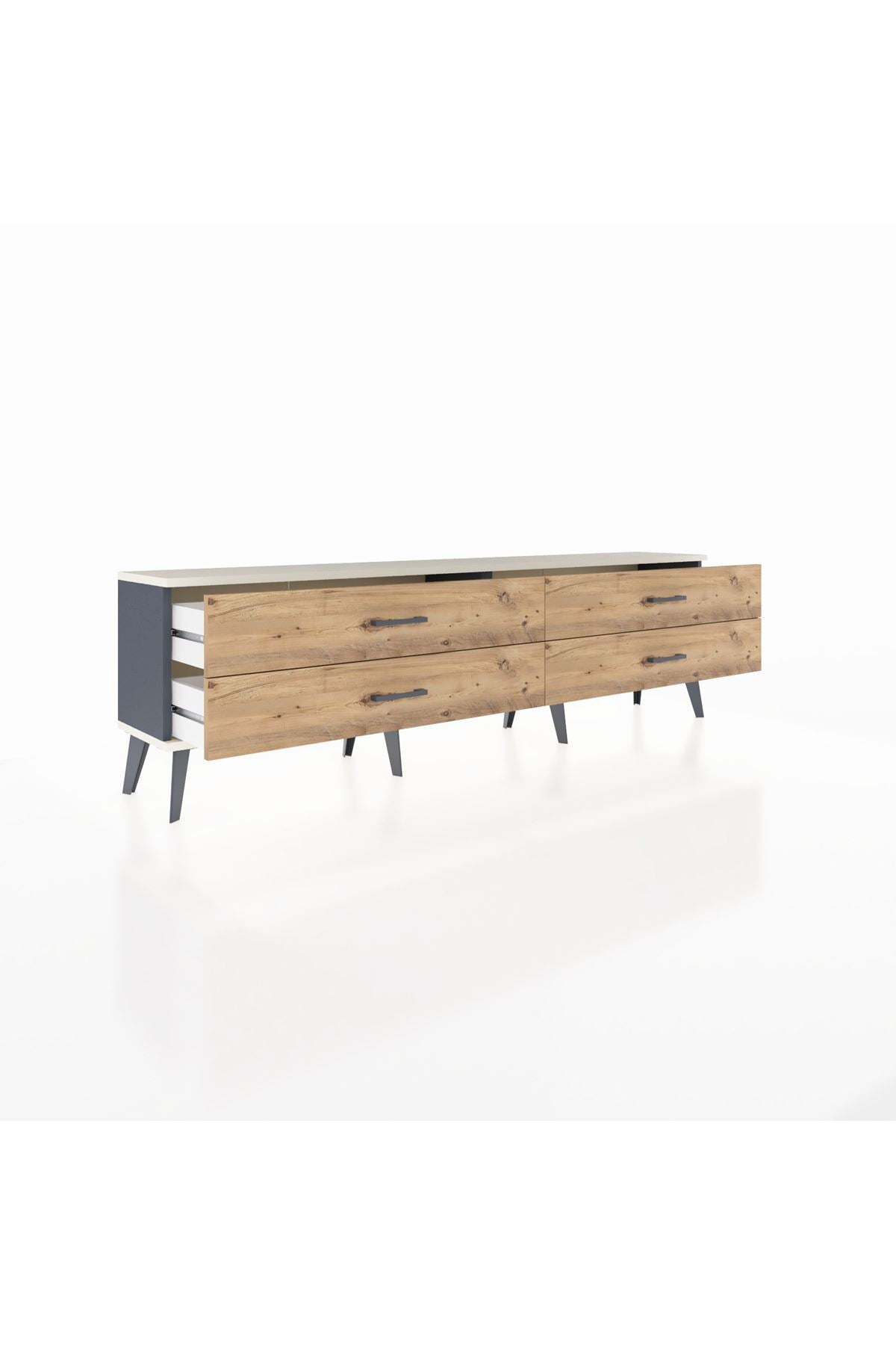 Arges TV Ünitesi 4 Çekmeceli  176x30x51 Antrasit-Aytaşı/Çam