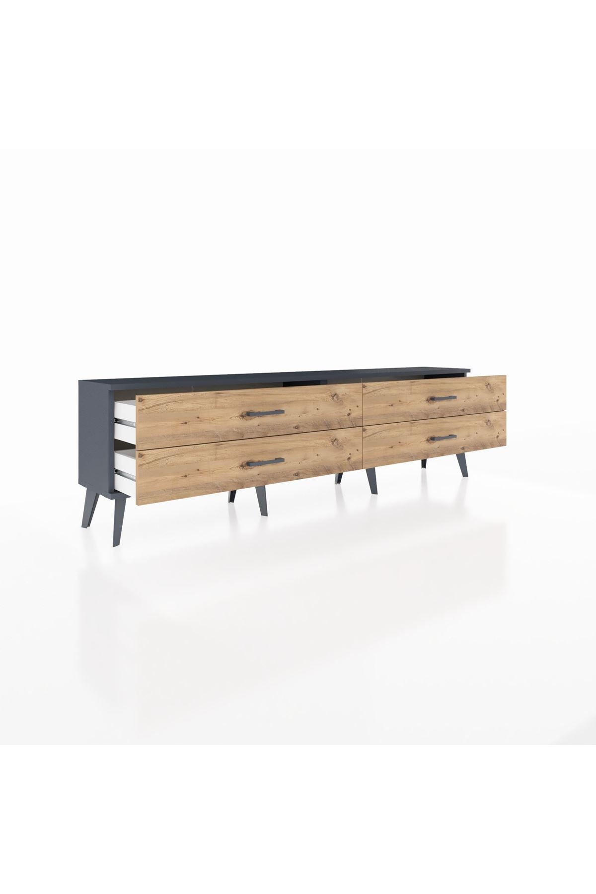 Arges TV Ünitesi 4 Çekmeceli  176x30x51 Antrasit-Antrasit/Çam