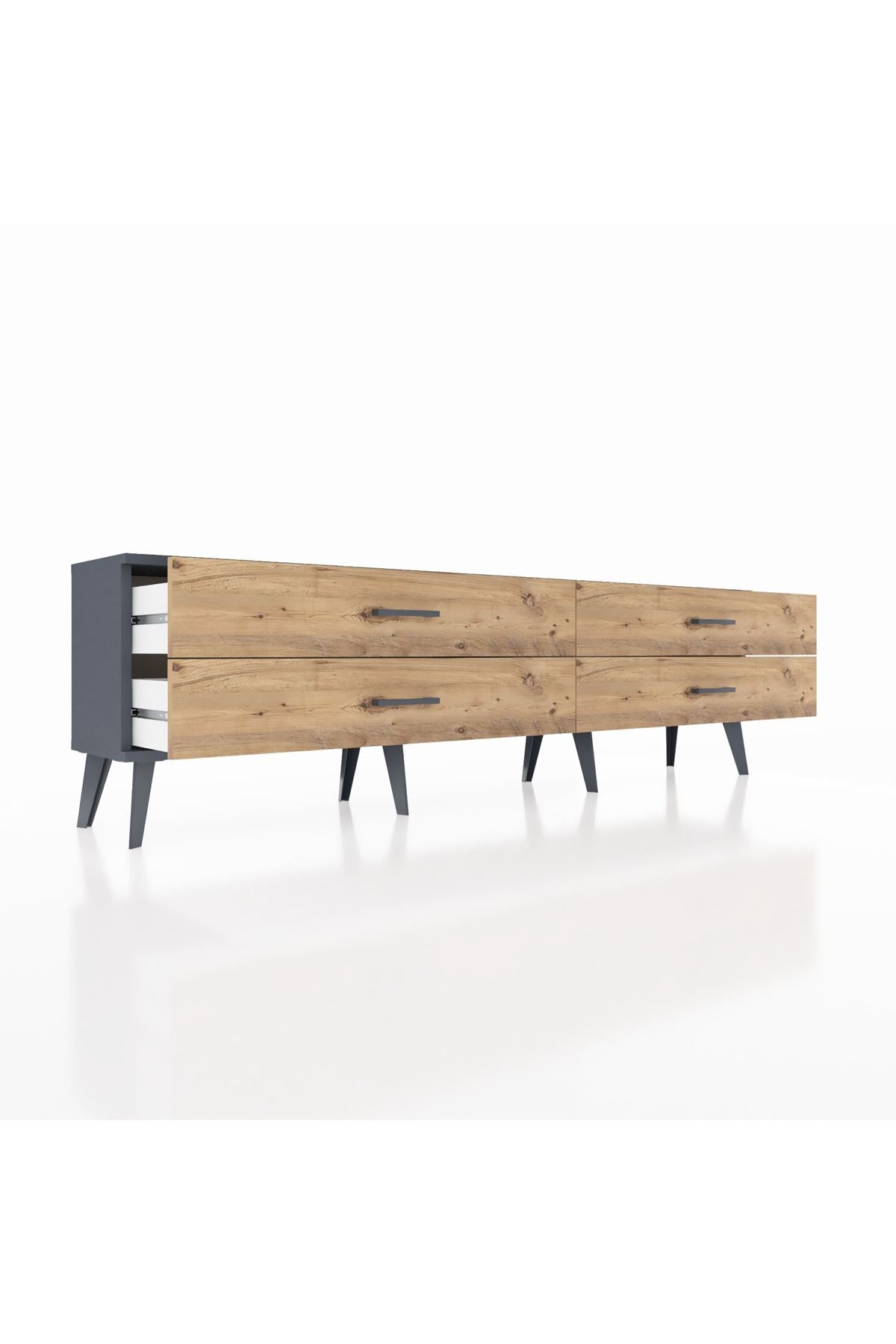 Arges TV Ünitesi 4 Çekmeceli  176x30x51 Antrasit-Antrasit/Çam