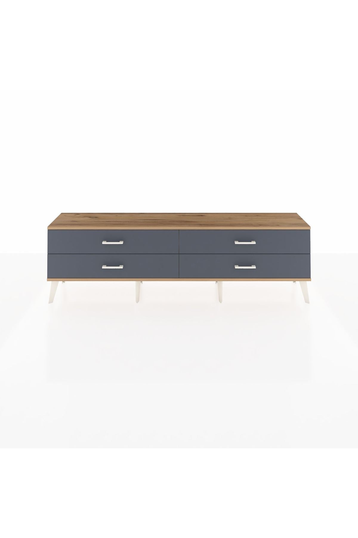 Arges TV Ünitesi 4 Çekmeceli  176x30x51 Çam-Çam/Antrasit