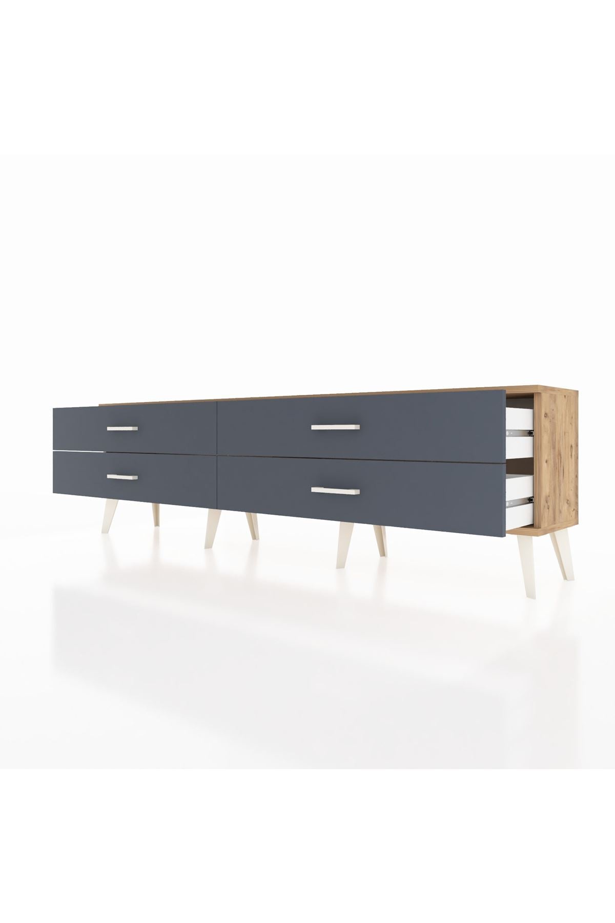 Arges TV Ünitesi 4 Çekmeceli  176x30x51 Çam-Çam/Antrasit