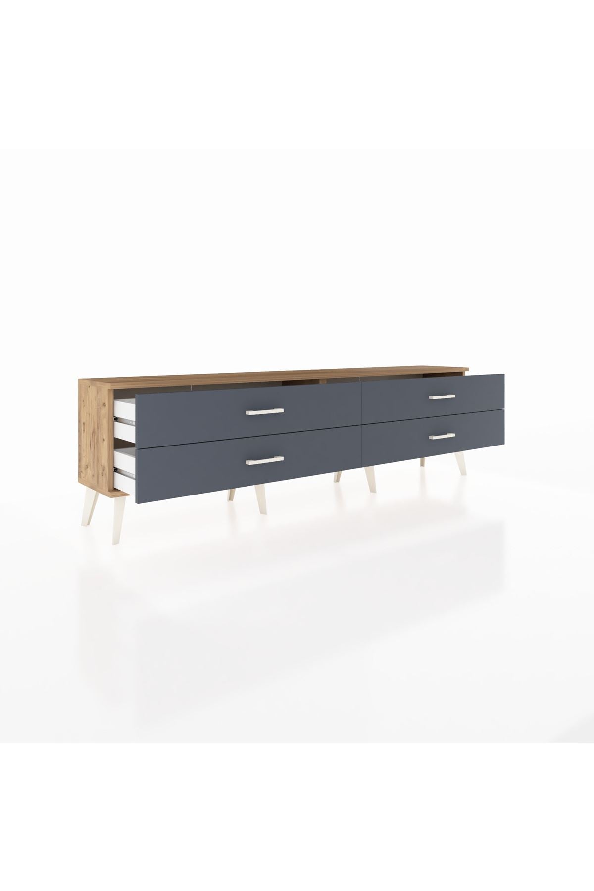 Arges TV Ünitesi 4 Çekmeceli  176x30x51 Çam-Çam/Antrasit