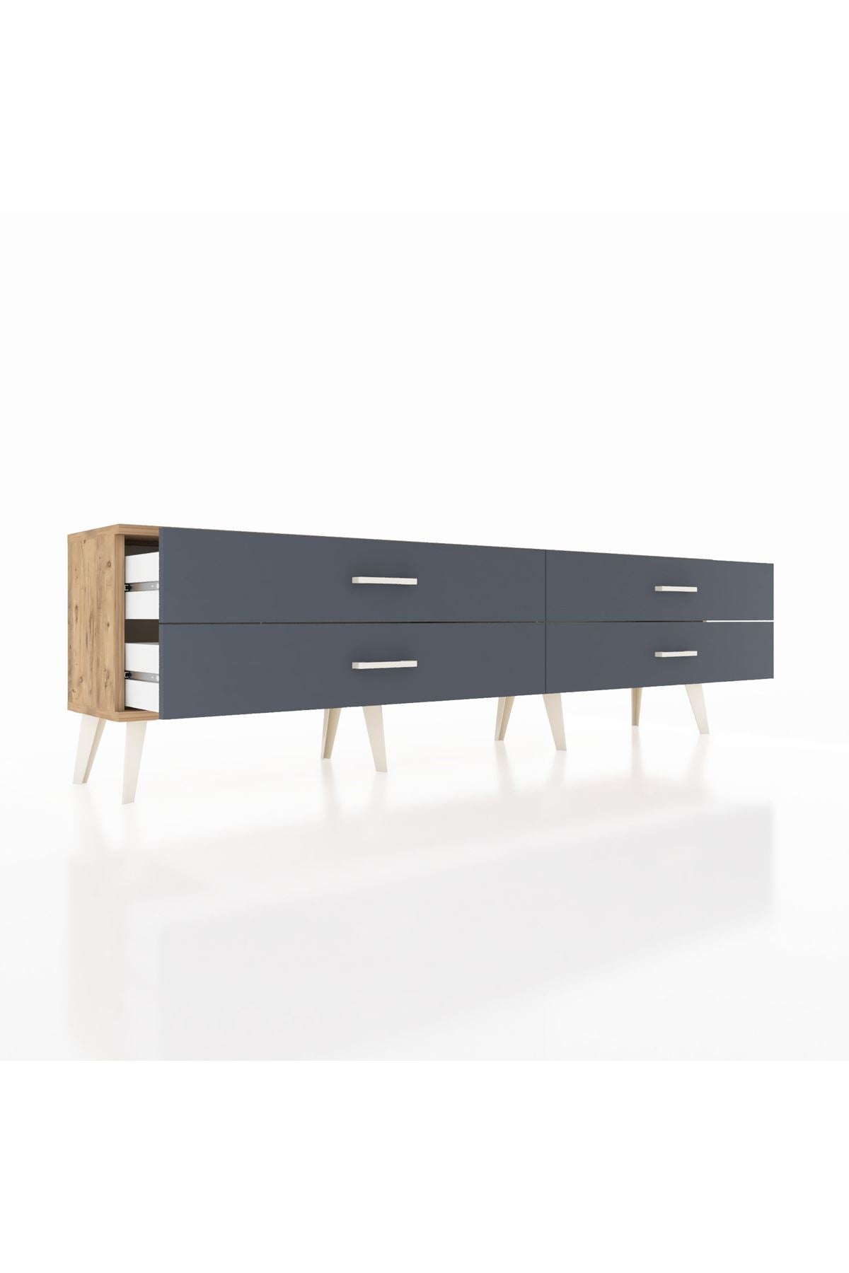 Arges TV Ünitesi 4 Çekmeceli  176x30x51 Çam-Çam/Antrasit