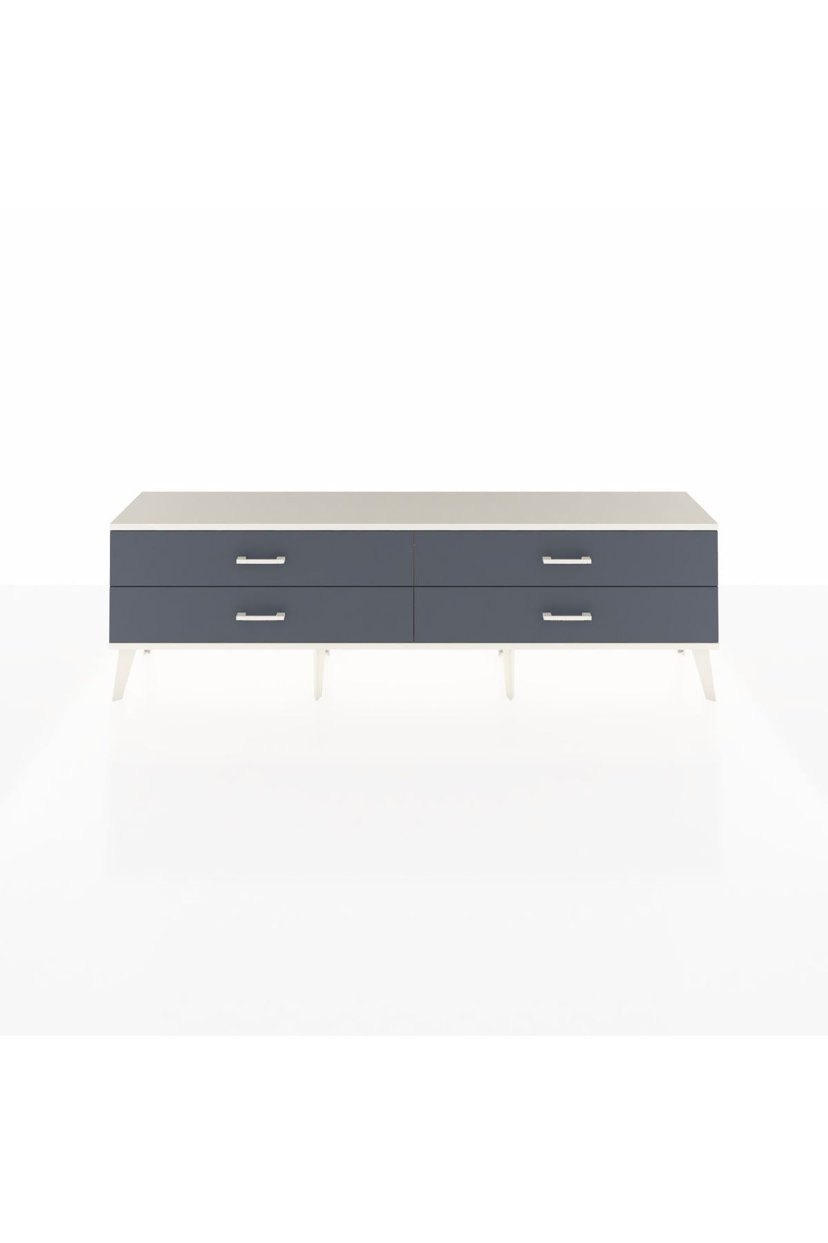 Arges TV Ünitesi 4 Çekmeceli  176x30x51 Çam-Aytaşı/Antrasit