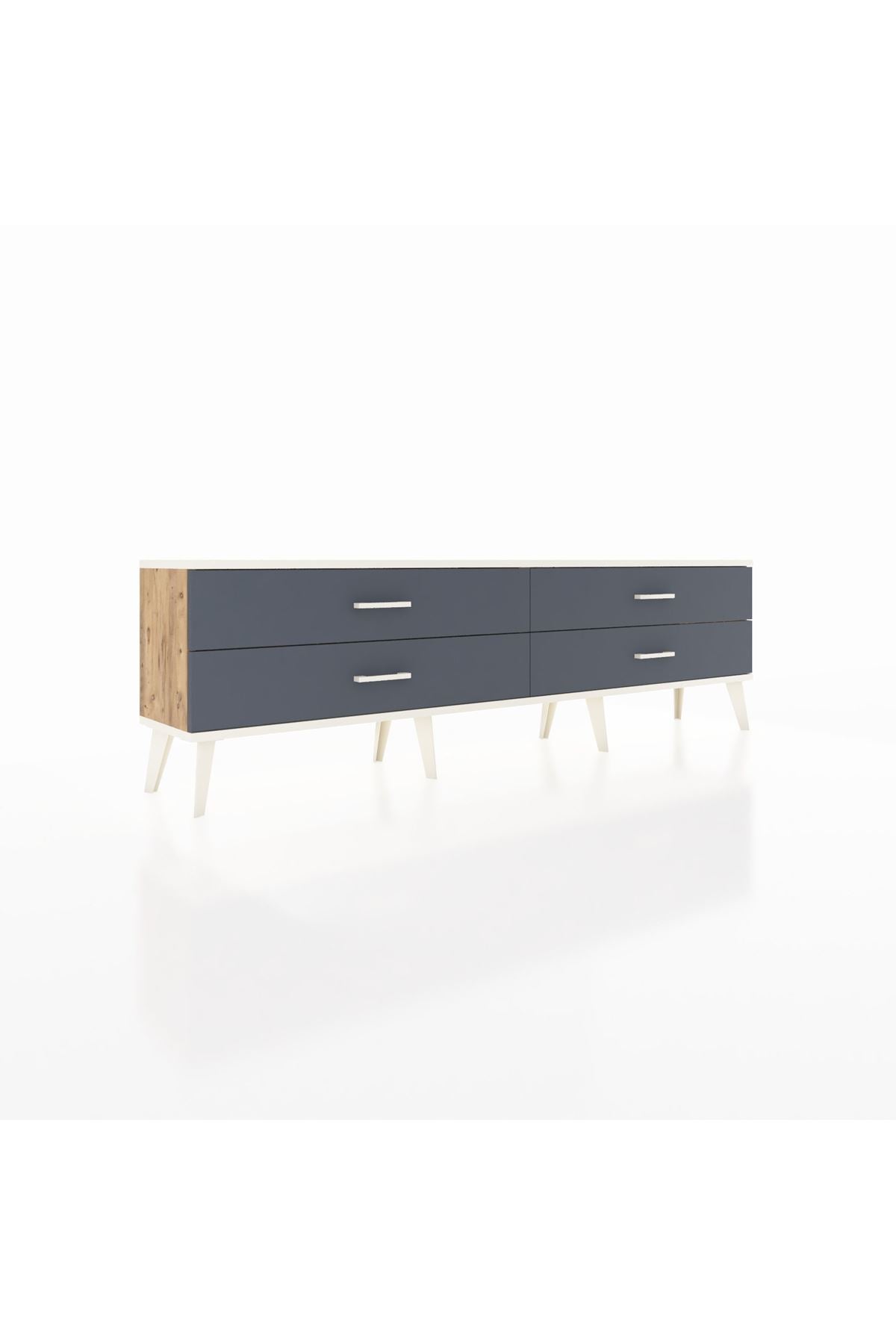 Arges TV Ünitesi 4 Çekmeceli  176x30x51 Çam-Aytaşı/Antrasit