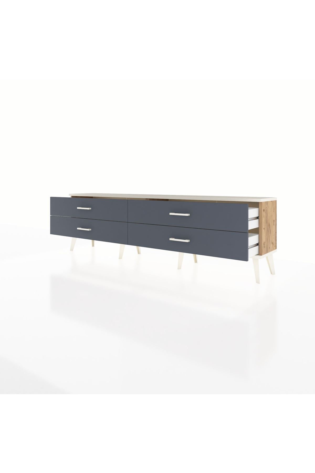 Arges TV Ünitesi 4 Çekmeceli  176x30x51 Çam-Aytaşı/Antrasit