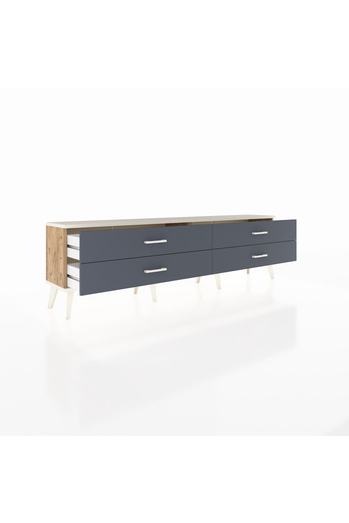 Arges TV Ünitesi 4 Çekmeceli  176x30x51 Çam-Aytaşı/Antrasit