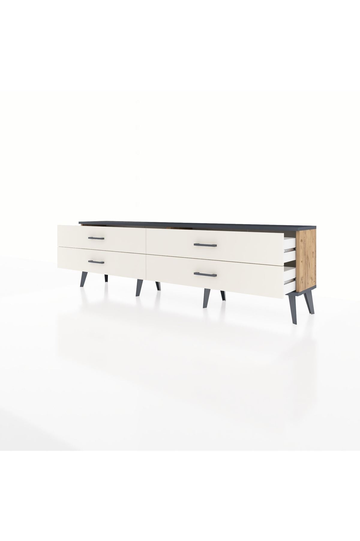 Arges TV Ünitesi 4 Çekmeceli  176x30x51 Çam-Antrasit/Aytaşı