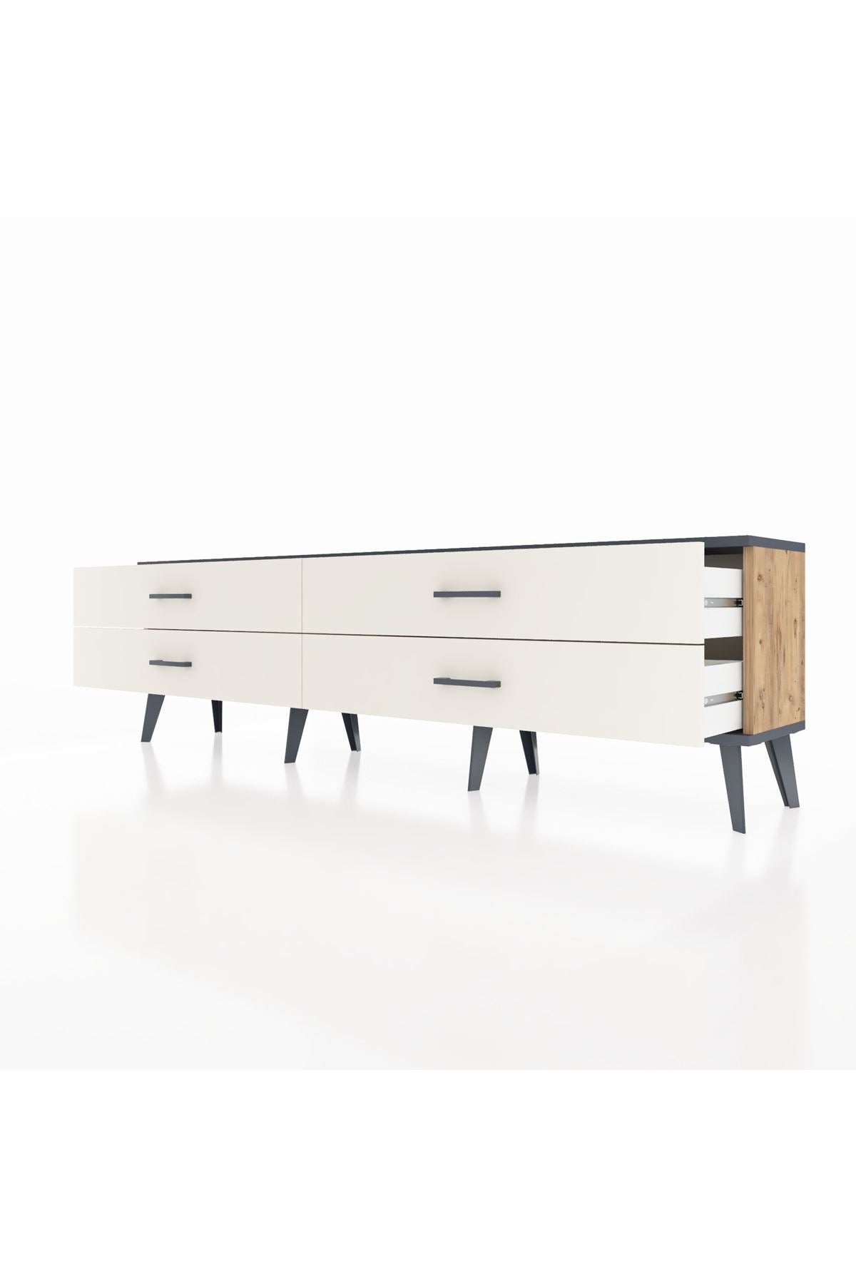 Arges TV Ünitesi 4 Çekmeceli  176x30x51 Çam-Antrasit/Aytaşı