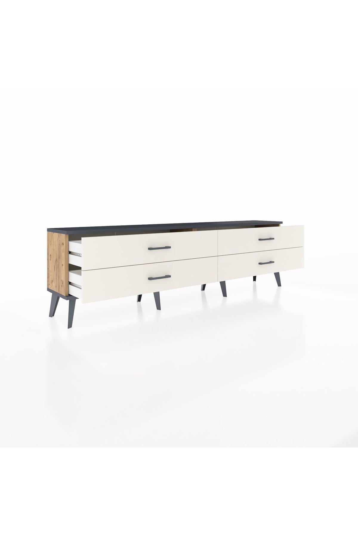 Arges TV Ünitesi 4 Çekmeceli  176x30x51 Çam-Antrasit/Aytaşı