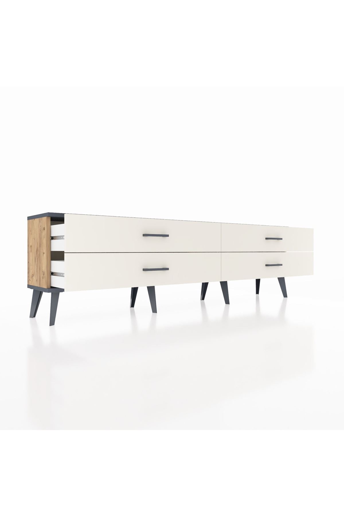 Arges TV Ünitesi 4 Çekmeceli  176x30x51 Çam-Antrasit/Aytaşı