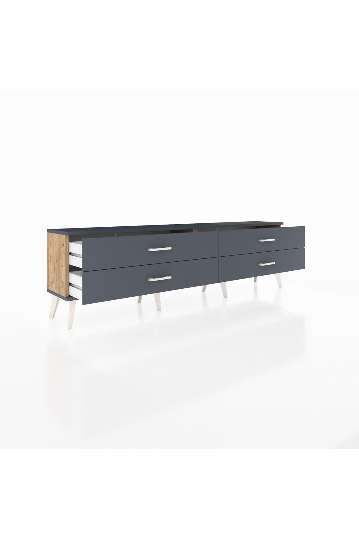 Arges TV Ünitesi 4 Çekmeceli  176x30x51 Çam-Antrasit/Antrasit