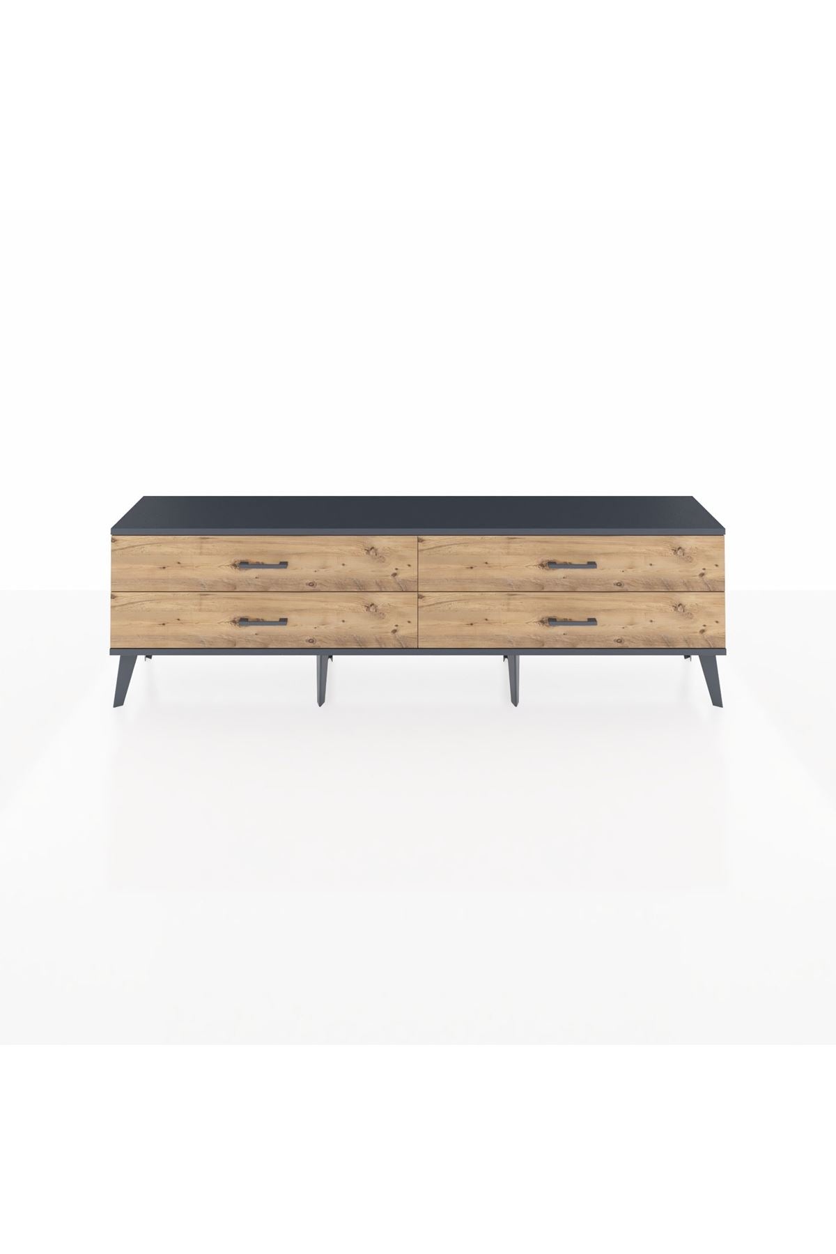 Arges TV Ünitesi 4 Çekmeceli  176x30x51 Çam-Antrasit/Çam