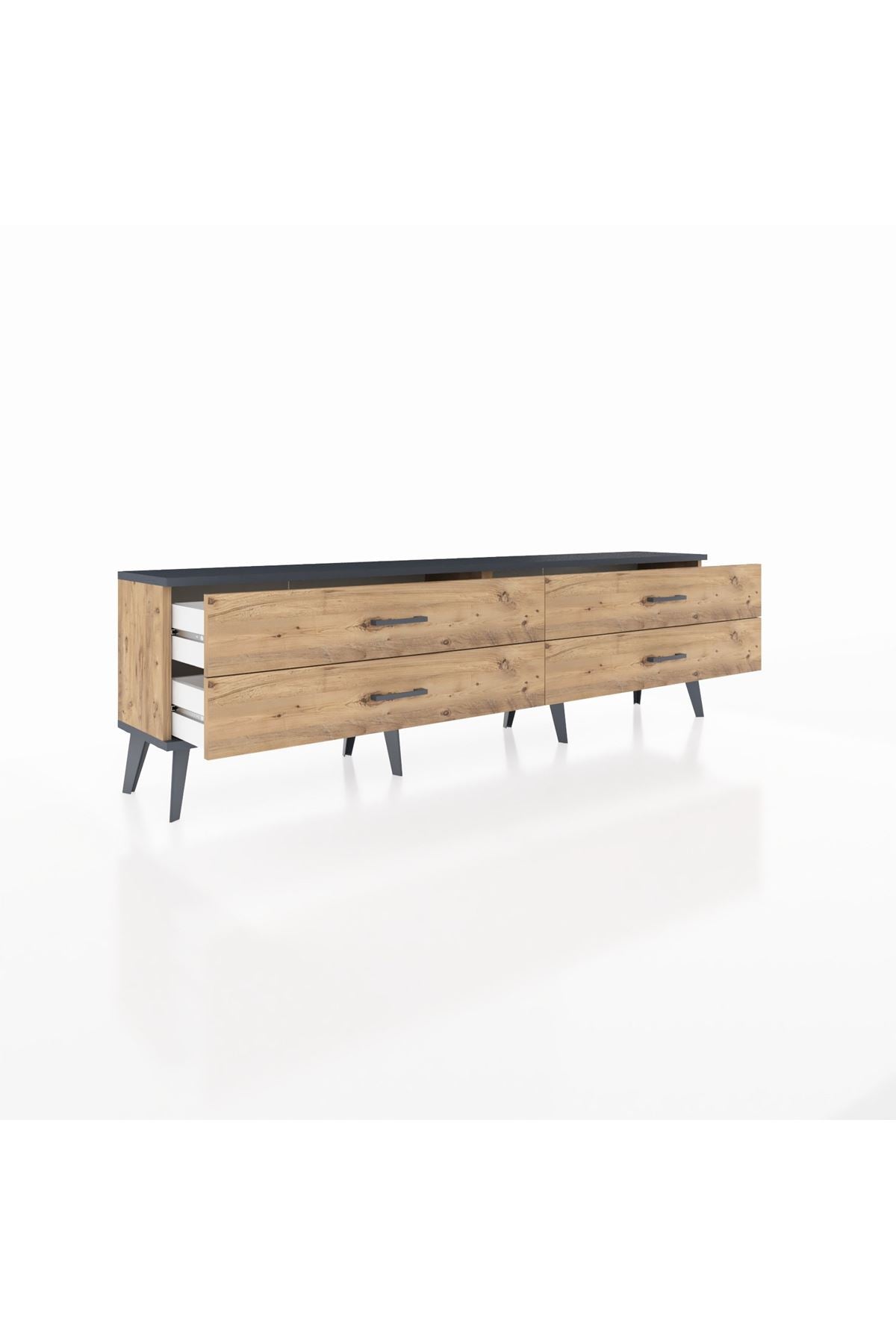 Arges TV Ünitesi 4 Çekmeceli  176x30x51 Çam-Antrasit/Çam