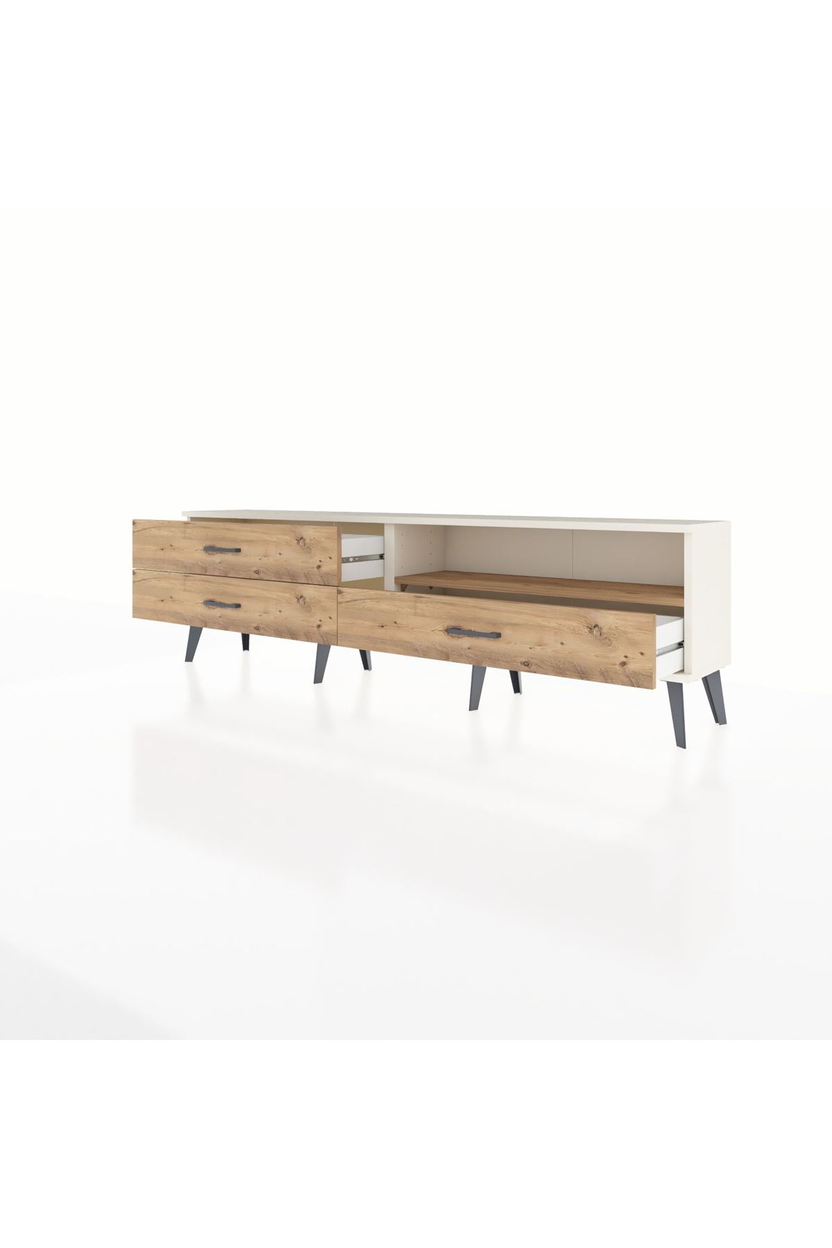Arges TV Ünitesi Tek Raflı 3 Çekmeceli  176x30x51 Aytaşı-Çam/Çam