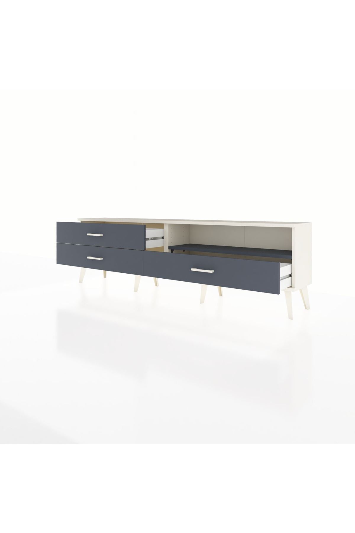Arges TV Ünitesi Tek Raflı 3 Çekmeceli  176x30x51 Aytaşı-Antrasit/Antrasit