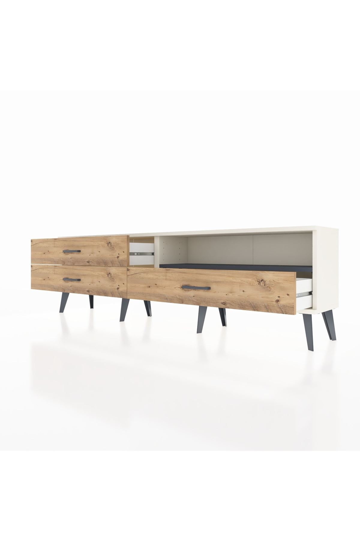 Arges TV Ünitesi Tek Raflı 3 Çekmeceli  176x30x51 Aytaşı-Antrasit/Çam