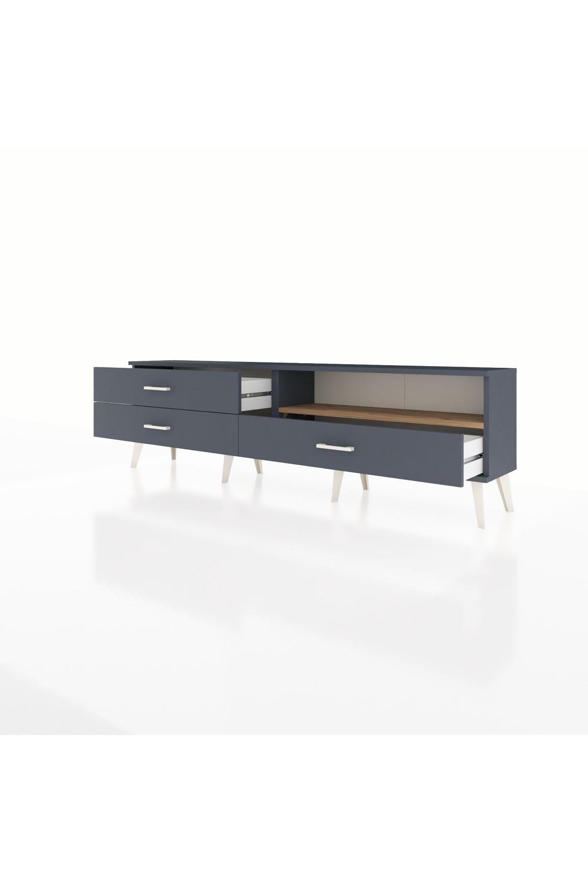 Arges TV Ünitesi Tek Raflı 3 Çekmeceli  176x30x51 Antrasit-Çam/Antrasit