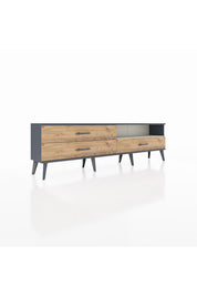 Arges TV Ünitesi Tek Raflı 3 Çekmeceli  176x30x51 Antrasit-Aytaşı/Çam