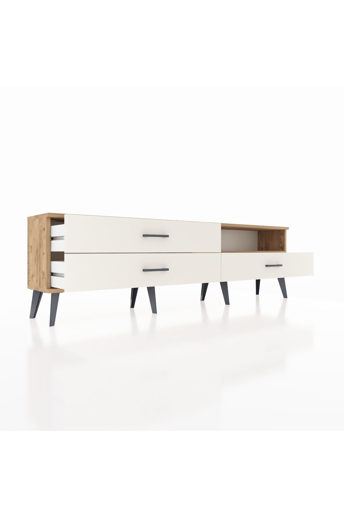 Arges TV Ünitesi Tek Raflı 3 Çekmeceli  176x30x51 Çam-Çam/Aytaşı
