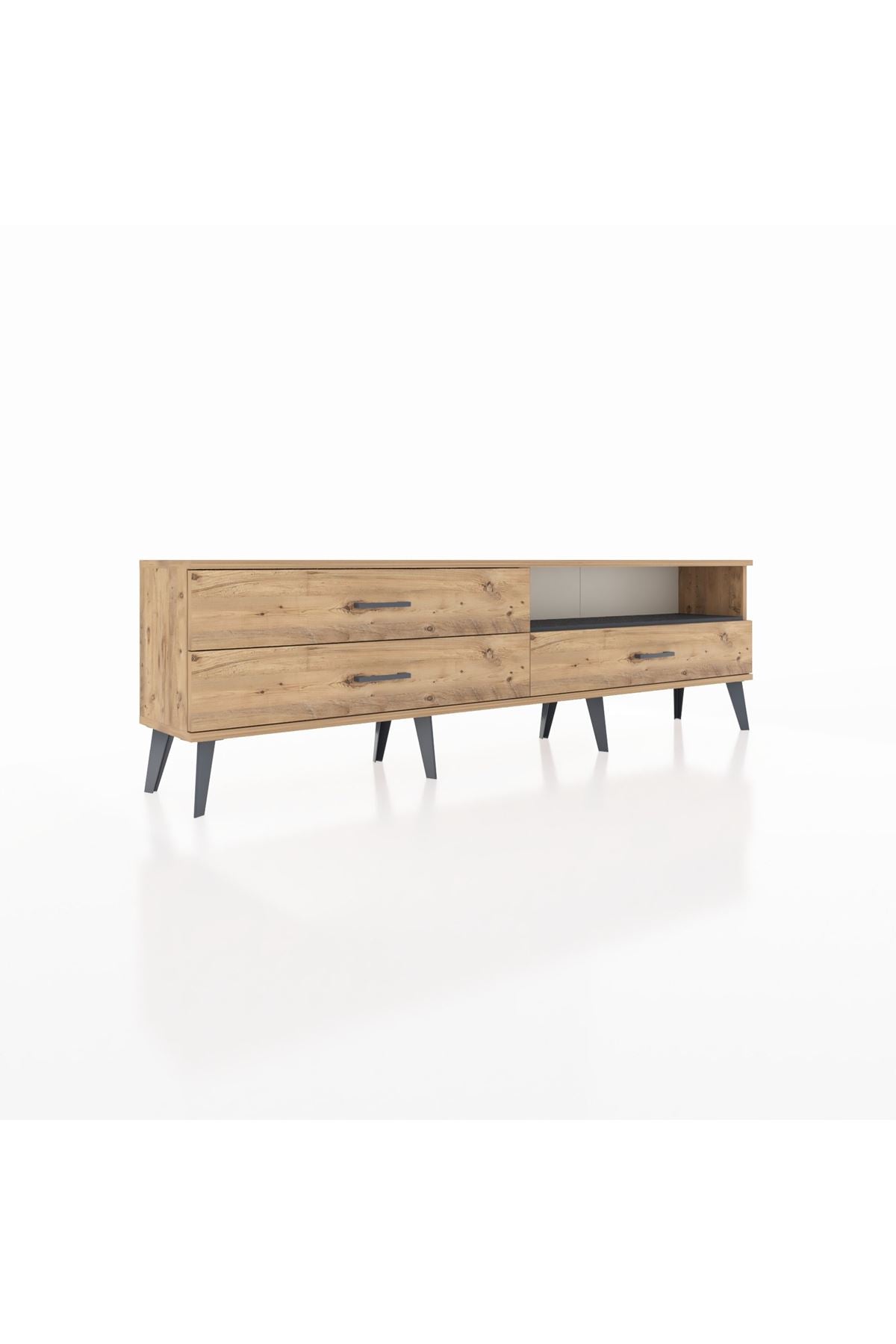 Arges TV Ünitesi Tek Raflı 3 Çekmeceli  176x30x51 Çam-Antrasit/Çam