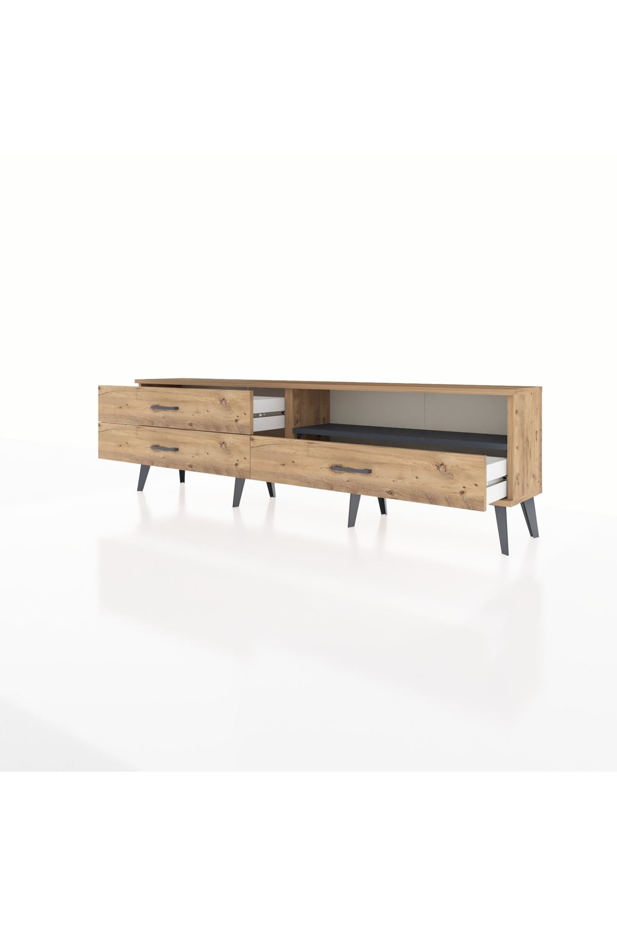 Arges TV Ünitesi Tek Raflı 3 Çekmeceli  176x30x51 Çam-Antrasit/Çam
