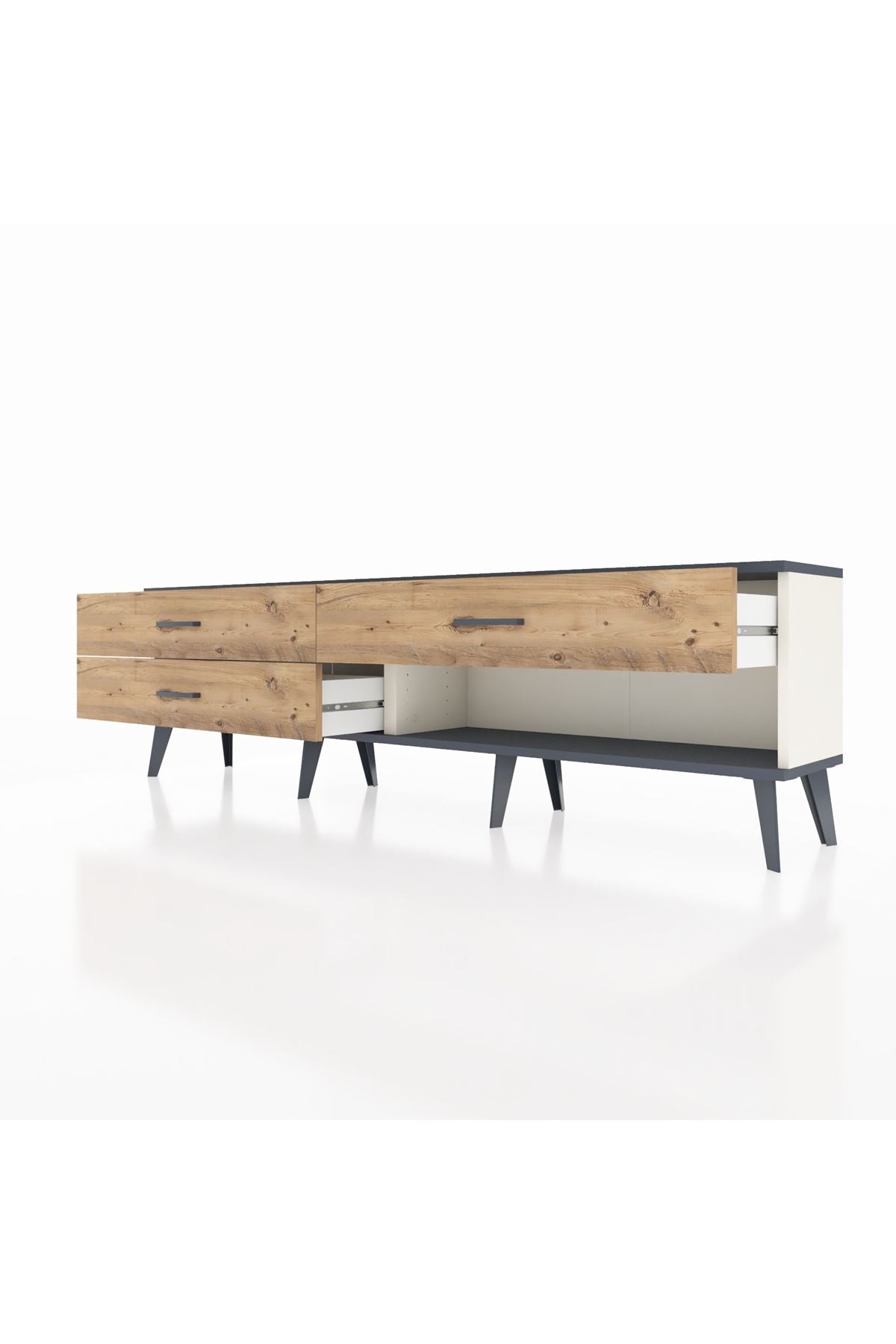 Arges TV Ünitesi 3 Çekmeceli  176x30x51 Aytaşı-Antrasit/Çam