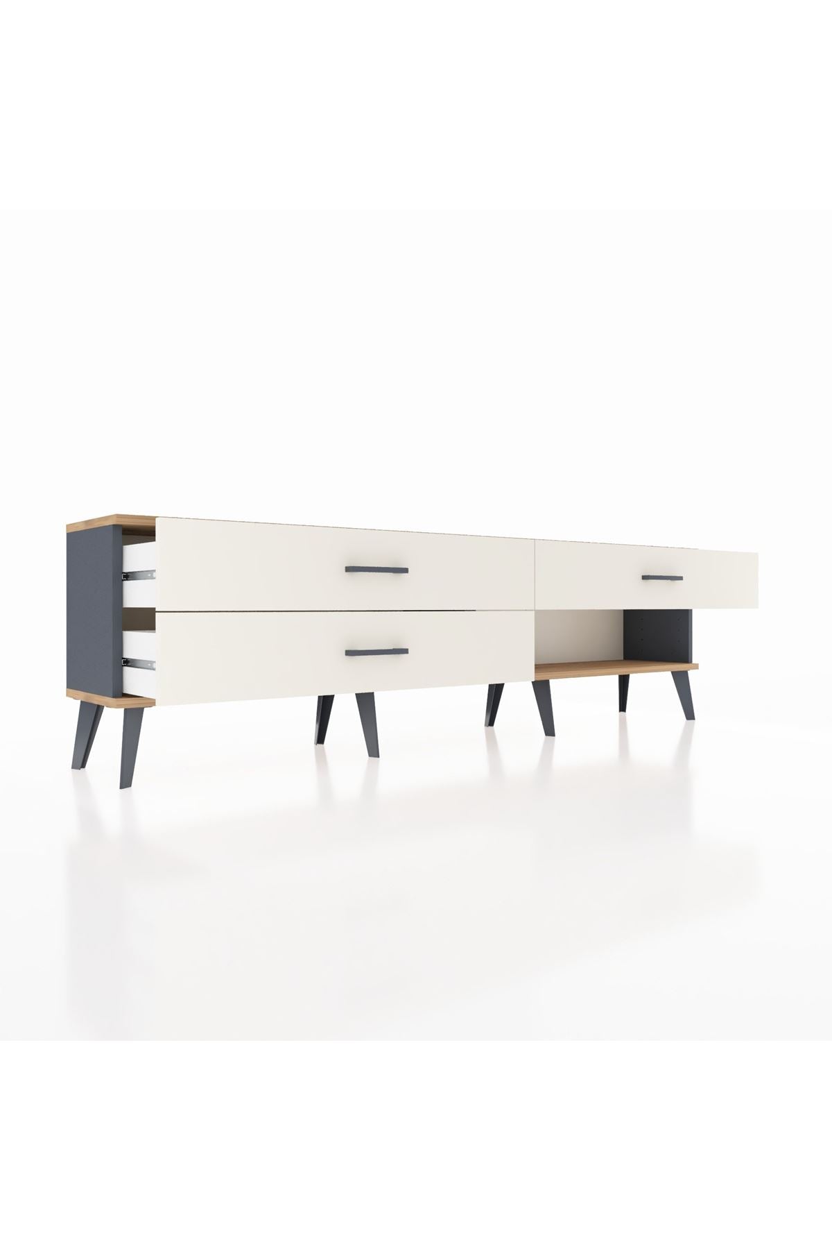 Arges TV Ünitesi 3 Çekmeceli  176x30x51 Antrasit-Çam/Aytaşı