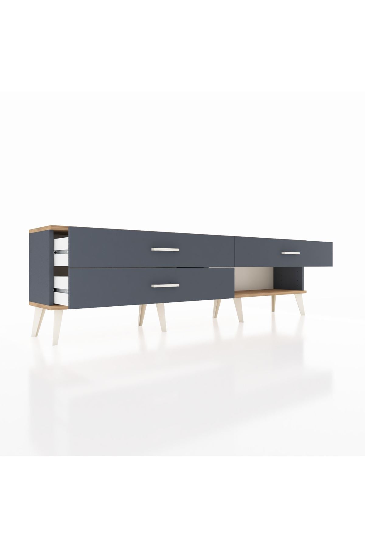 Arges TV Ünitesi 3 Çekmeceli  176x30x51 Antrasit-Çam/Antrasit