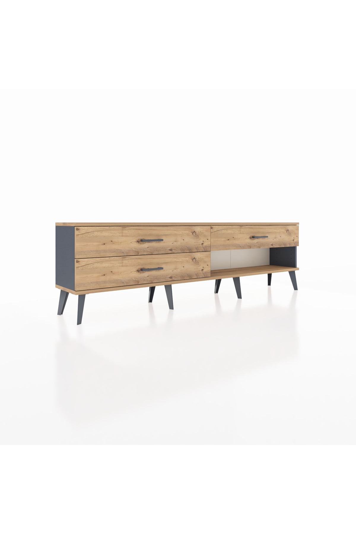 Arges TV Ünitesi 3 Çekmeceli  176x30x51 Antrasit-Çam/Çam