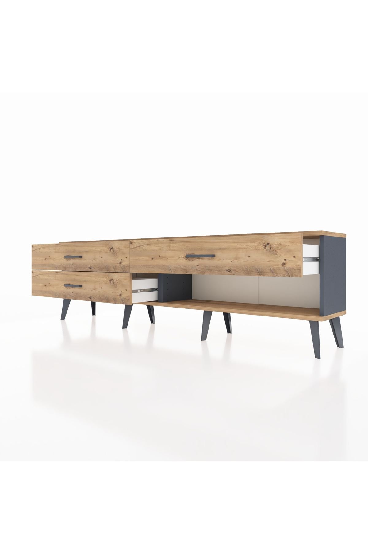 Arges TV Ünitesi 3 Çekmeceli  176x30x51 Antrasit-Çam/Çam