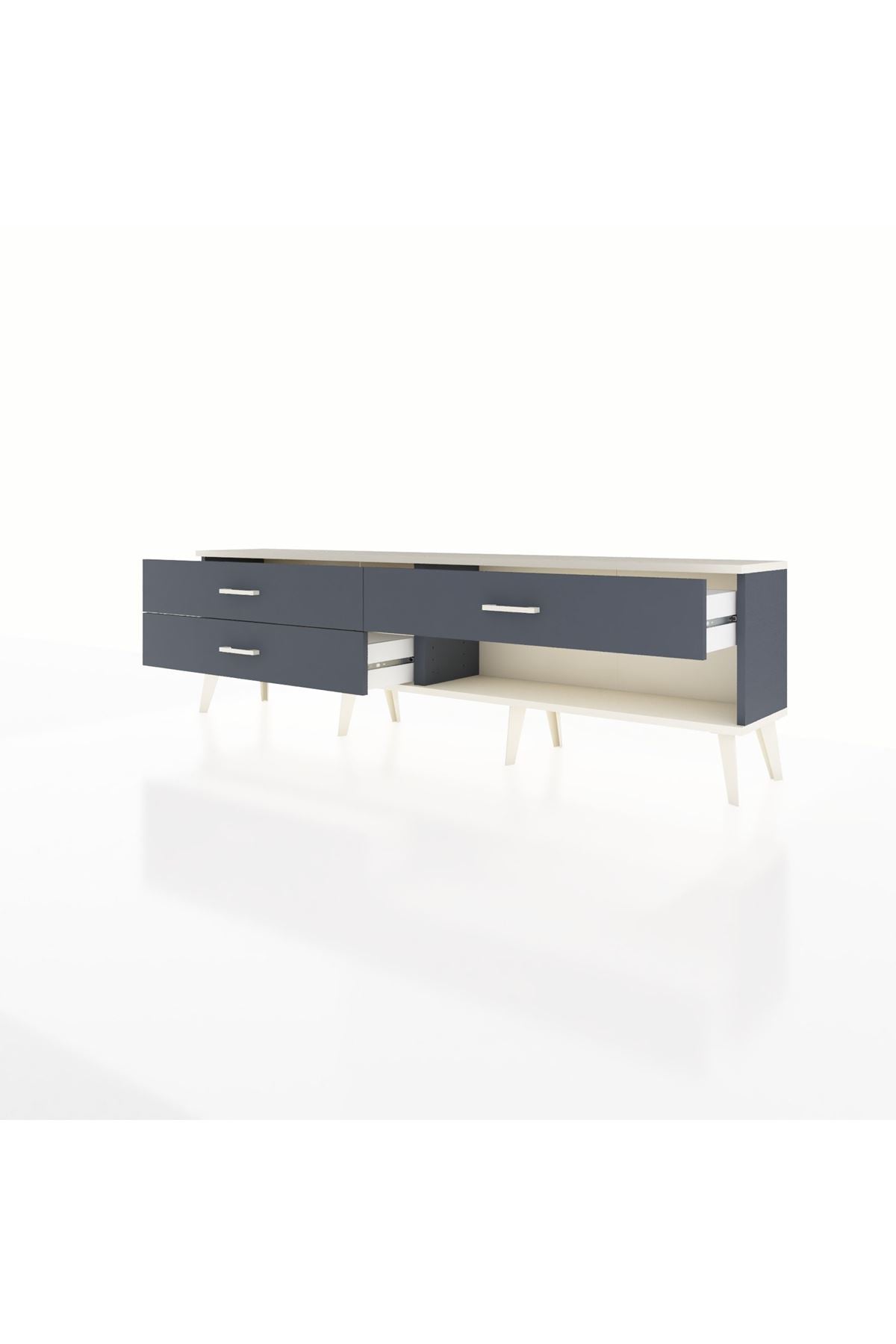 Arges TV Ünitesi 3 Çekmeceli  176x30x51 Antrasit-Aytaşı/Antrasit
