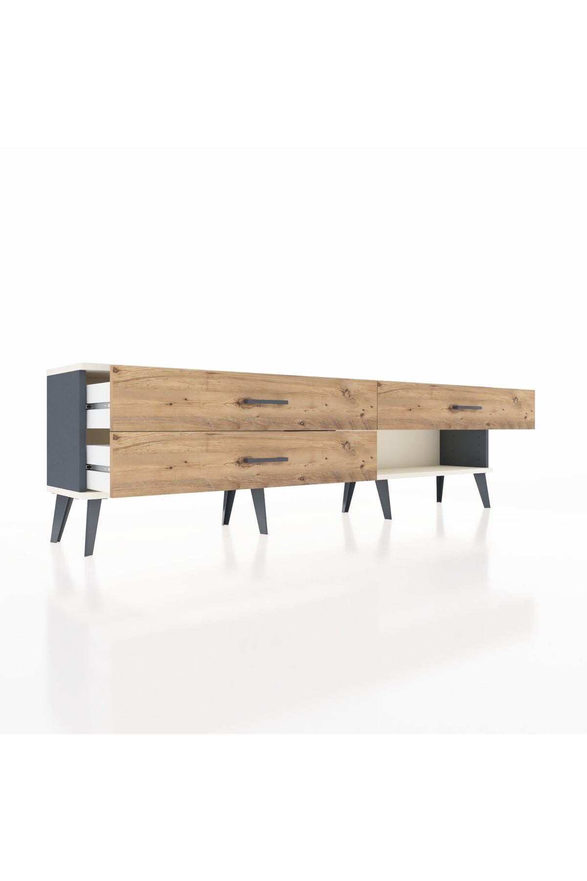 Arges TV Ünitesi 3 Çekmeceli  176x30x51 Antrasit-Aytaşı/Çam
