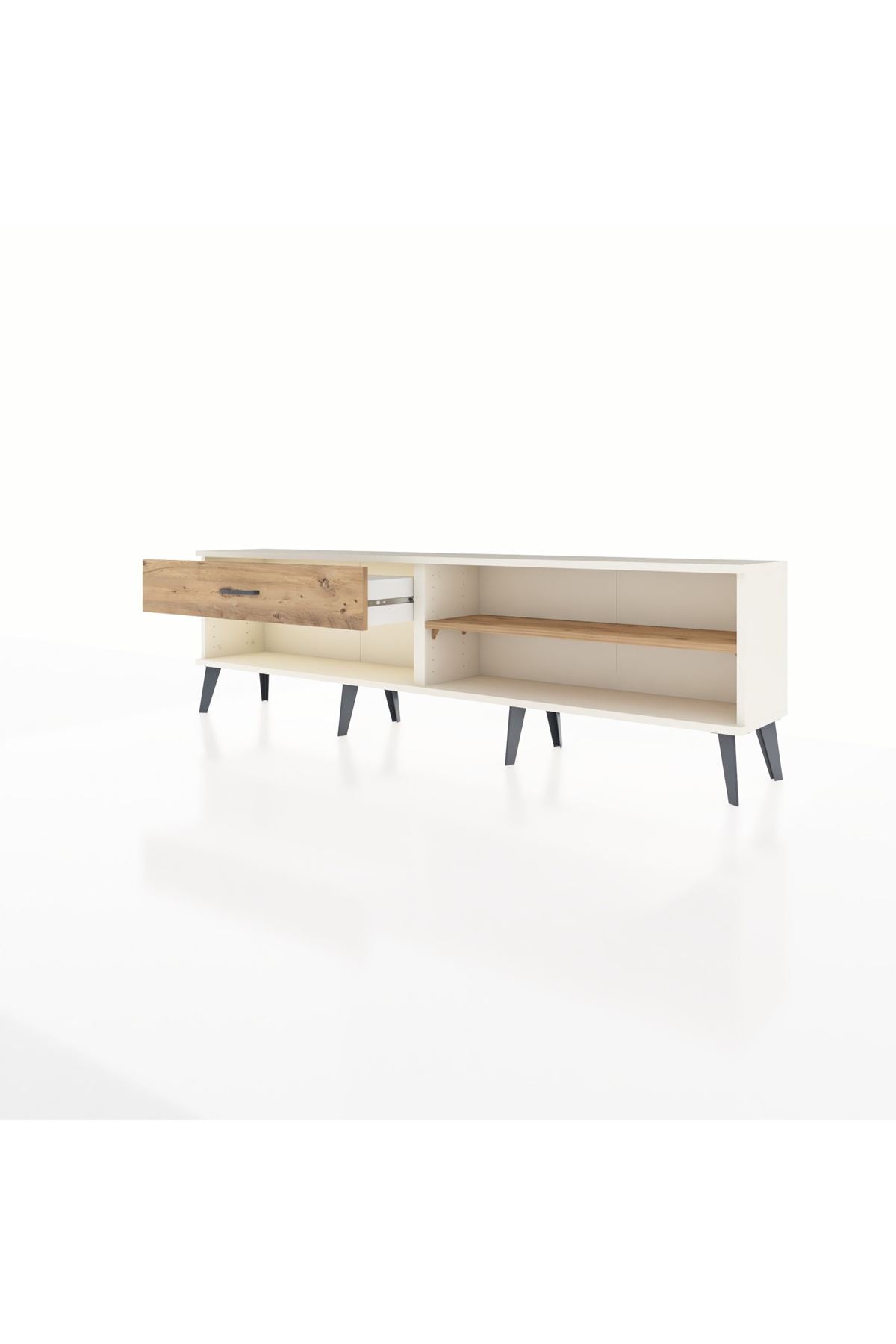 Arges TV Ünitesi Tek Raflı Tek Çekmeceli  176x30x51 Aytaşı-Çam/Çam