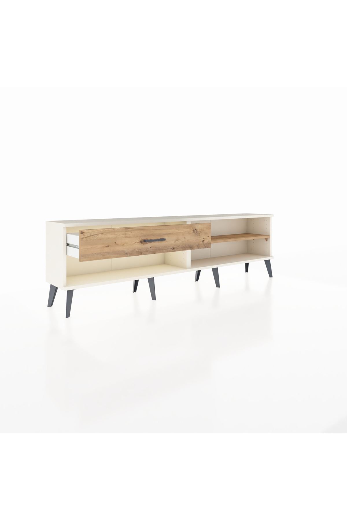 Arges TV Ünitesi Tek Raflı Tek Çekmeceli  176x30x51 Aytaşı-Çam/Çam