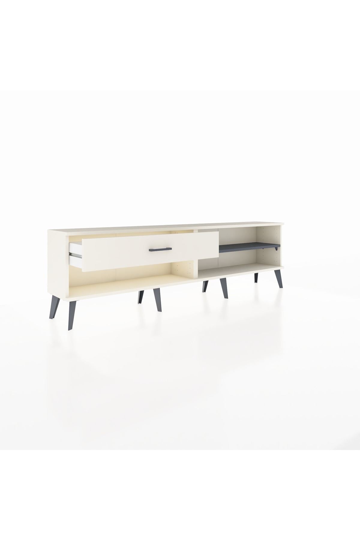 Arges TV Ünitesi Tek Raflı Tek Çekmeceli  176x30x51 Aytaşı-Antrasit/Aytaşı