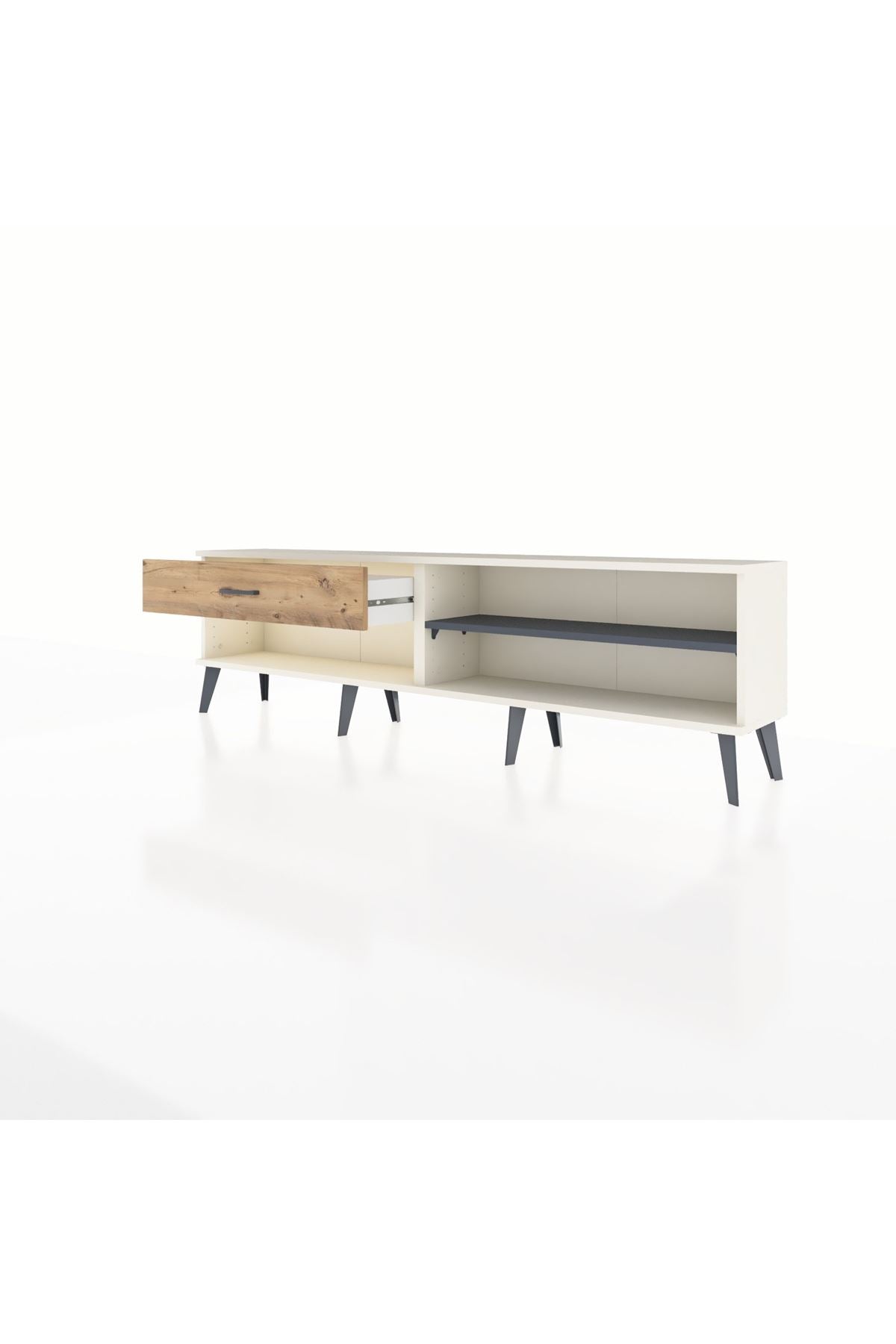 Arges TV Ünitesi Tek Raflı Tek Çekmeceli  176x30x51 Aytaşı-Antrasit/Çam