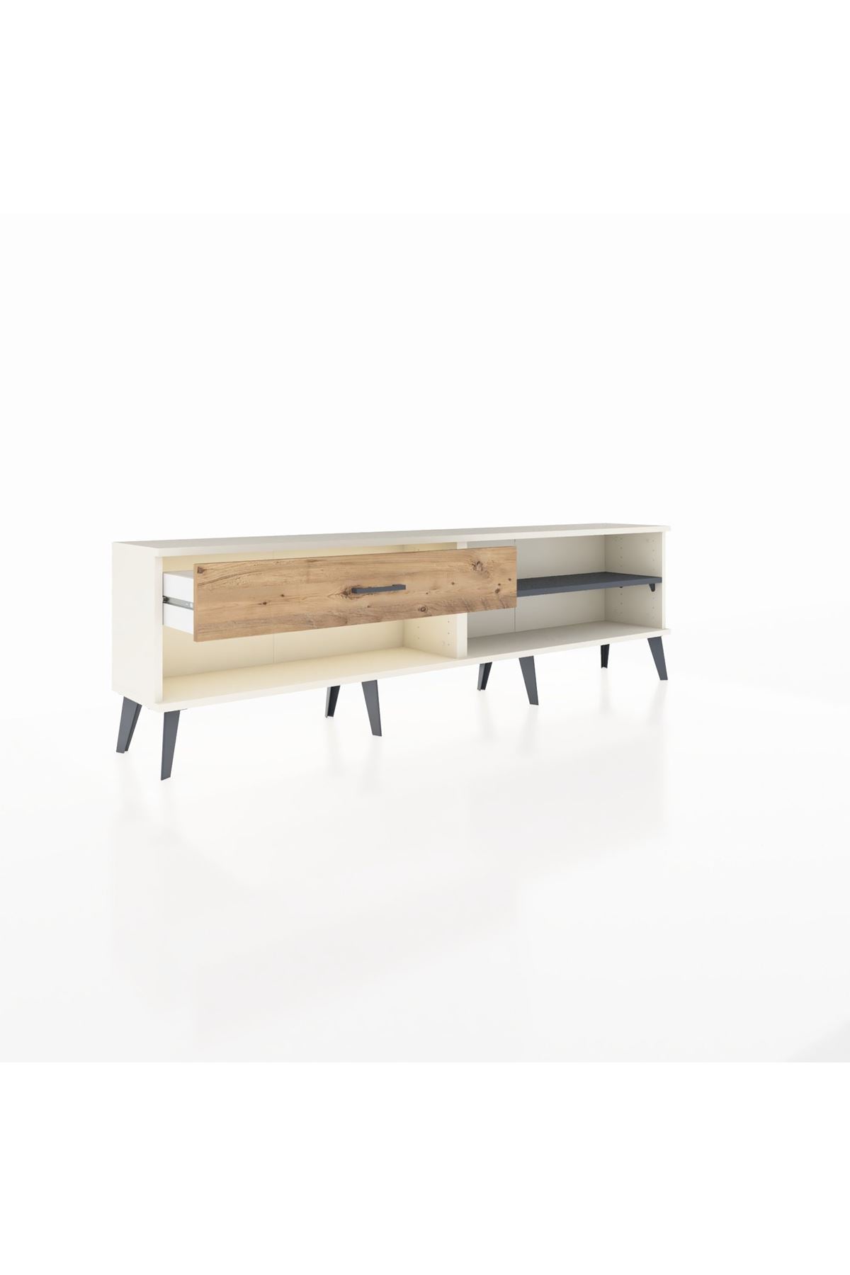 Arges TV Ünitesi Tek Raflı Tek Çekmeceli  176x30x51 Aytaşı-Antrasit/Çam