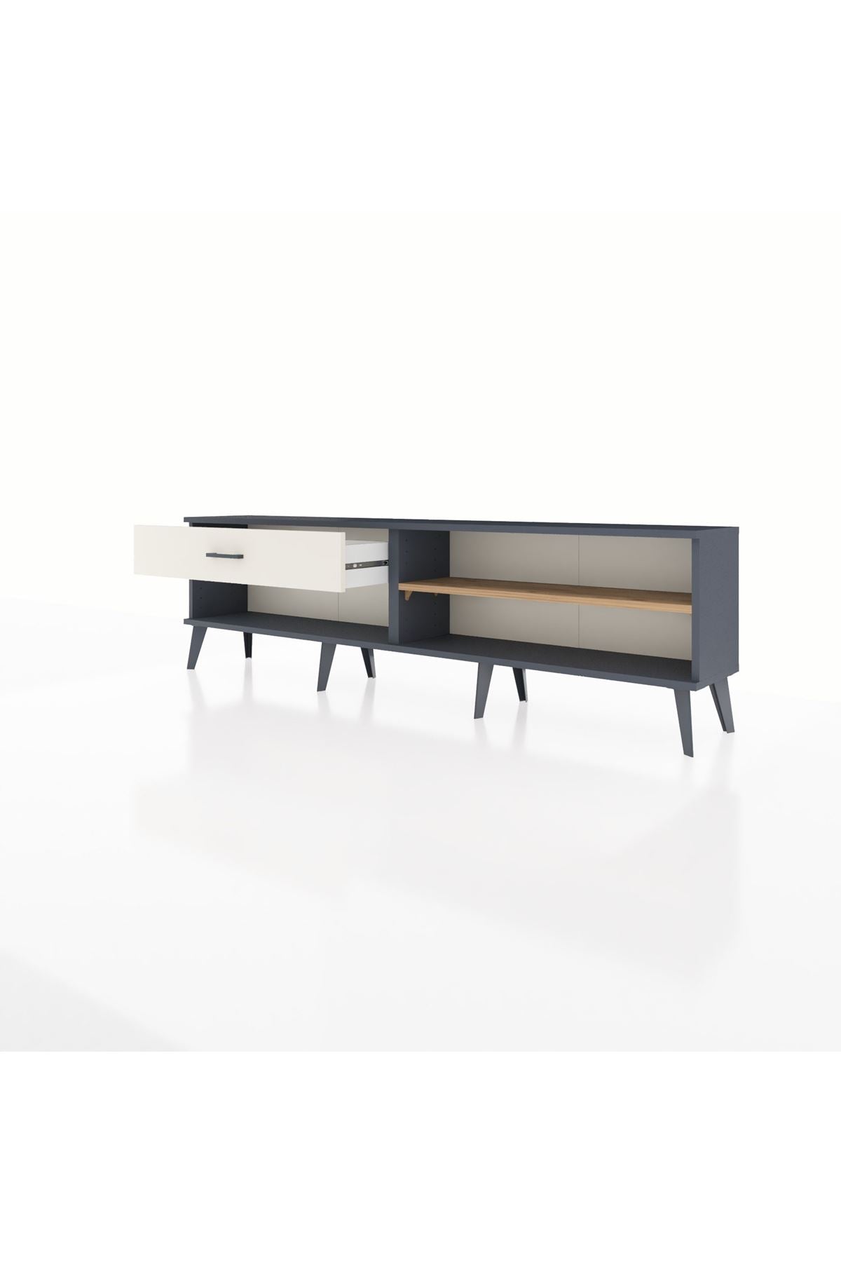 Arges TV Ünitesi Tek Raflı Tek Çekmeceli  176x30x51 Antrasit-Çam/Aytaşı