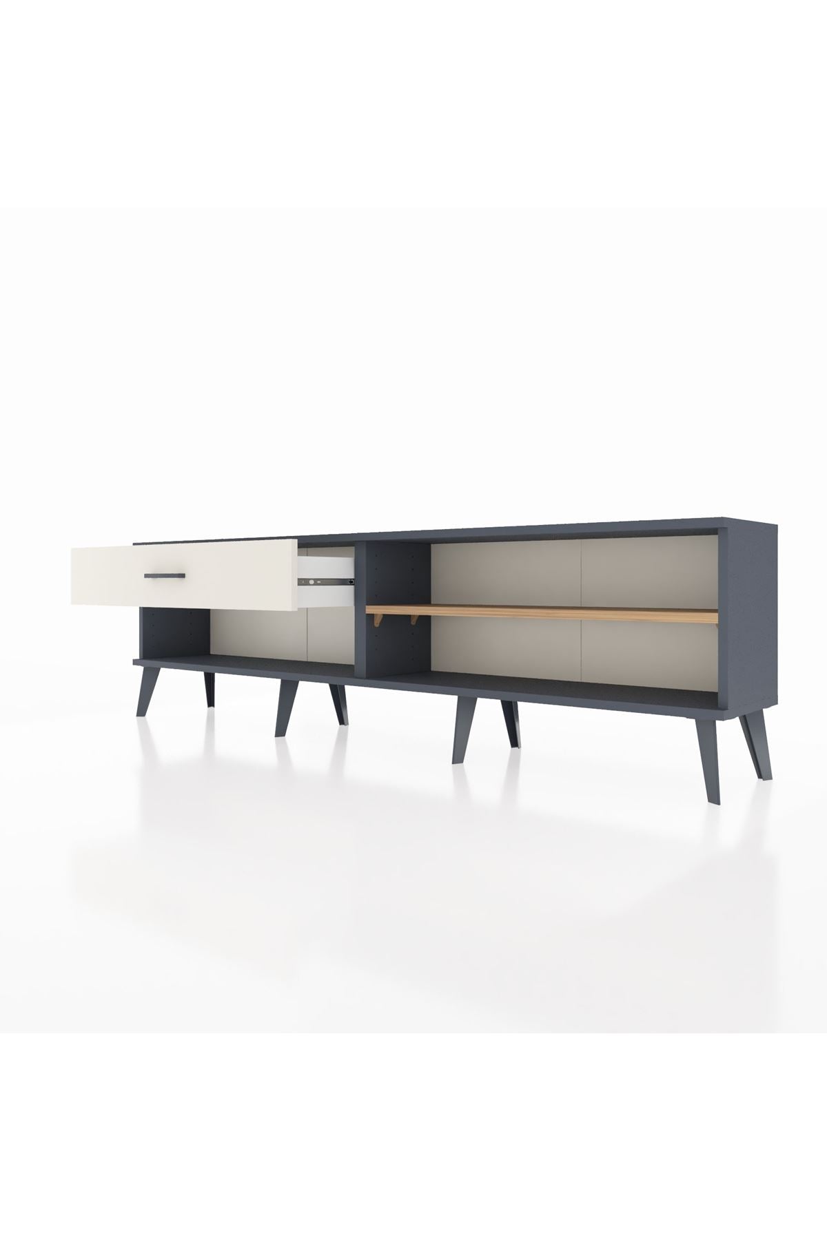 Arges TV Ünitesi Tek Raflı Tek Çekmeceli  176x30x51 Antrasit-Çam/Aytaşı