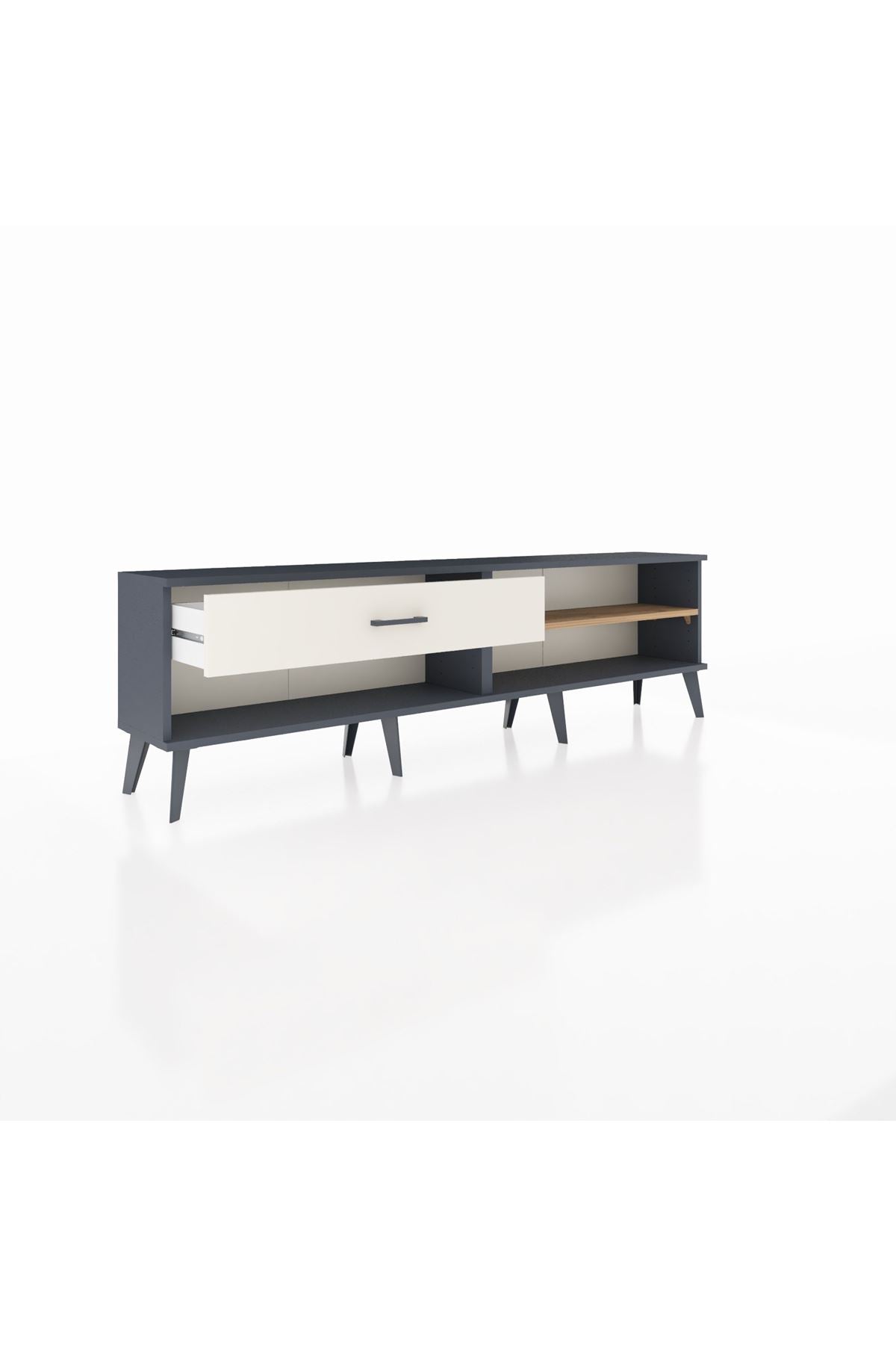 Arges TV Ünitesi Tek Raflı Tek Çekmeceli  176x30x51 Antrasit-Çam/Aytaşı