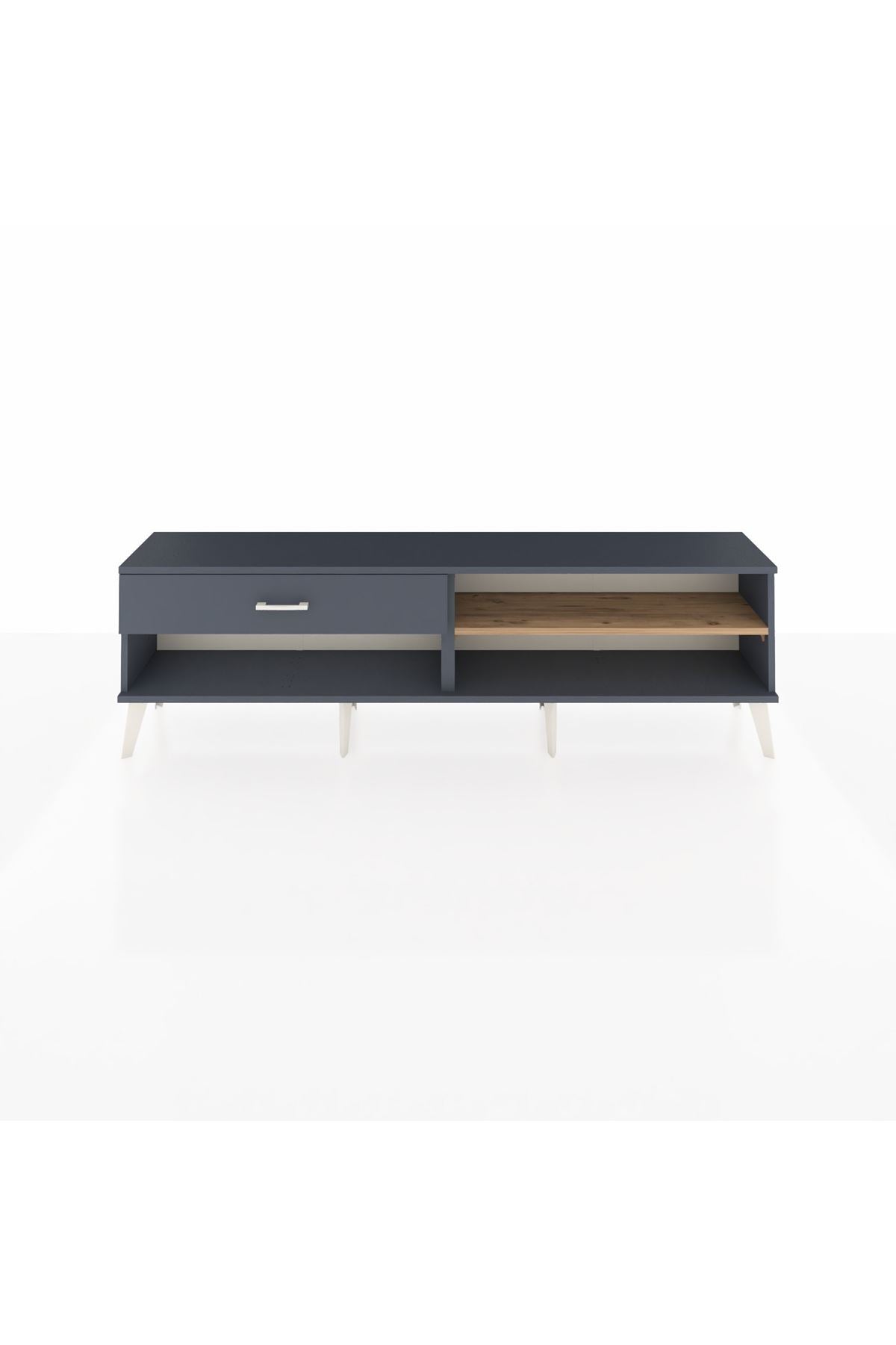Arges TV Ünitesi Tek Raflı Tek Çekmeceli  176x30x51 Antrasit-Çam/Antrasit