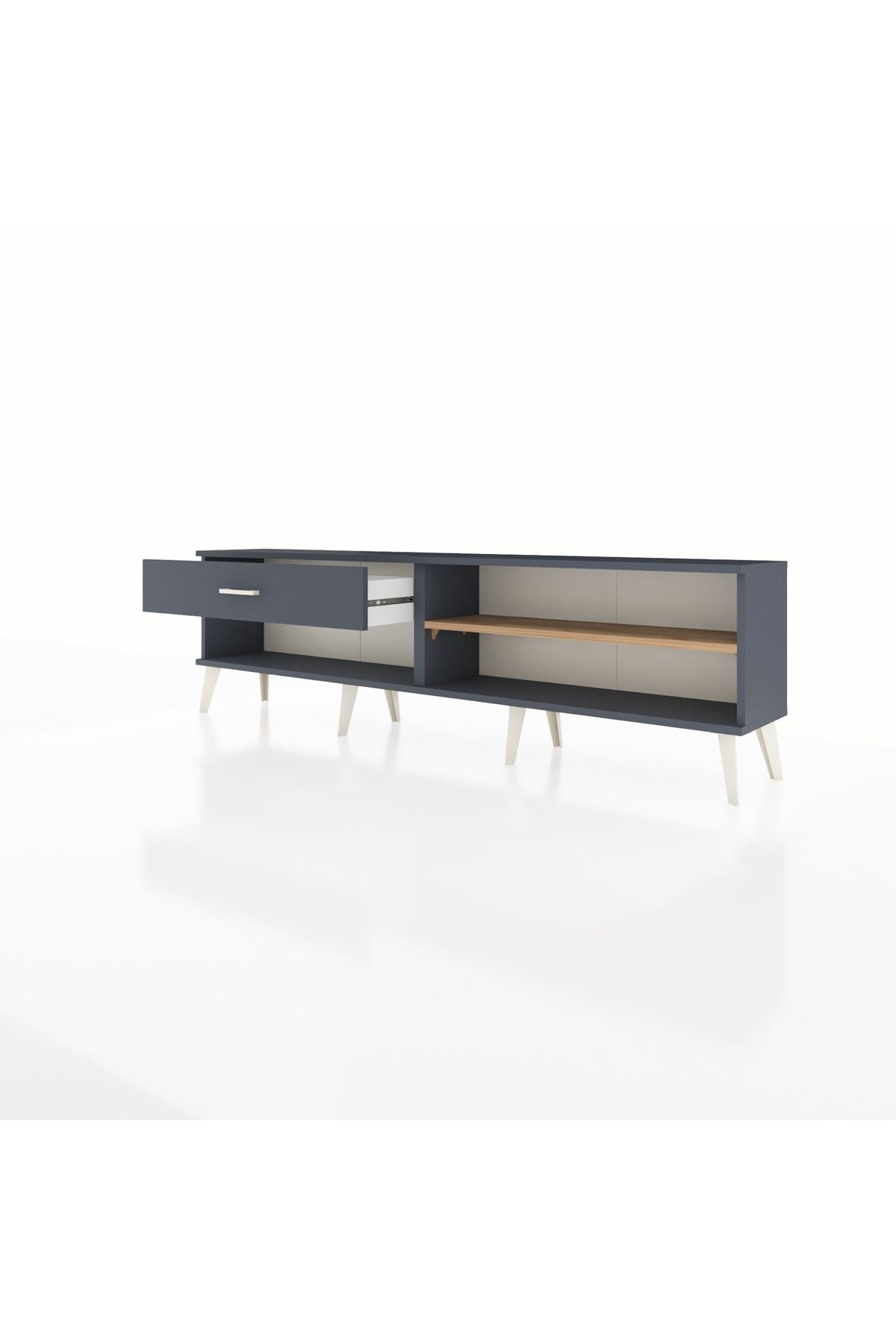 Arges TV Ünitesi Tek Raflı Tek Çekmeceli  176x30x51 Antrasit-Çam/Antrasit