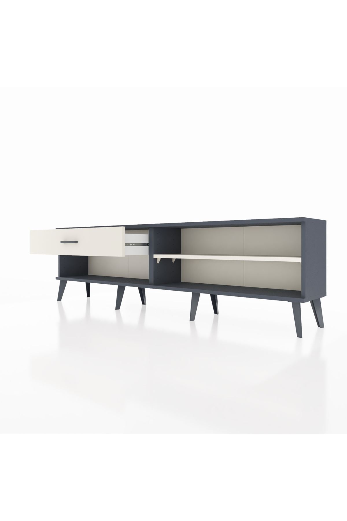 Arges TV Ünitesi Tek Raflı Tek Çekmeceli  176x30x51 Antrasit-Aytaşı/Aytaşı