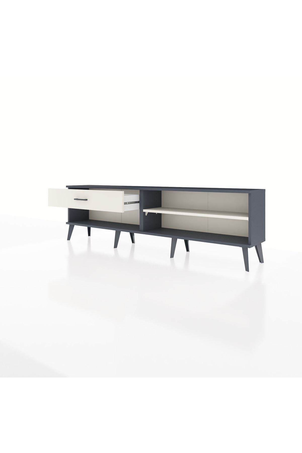 Arges TV Ünitesi Tek Raflı Tek Çekmeceli  176x30x51 Antrasit-Aytaşı/Aytaşı