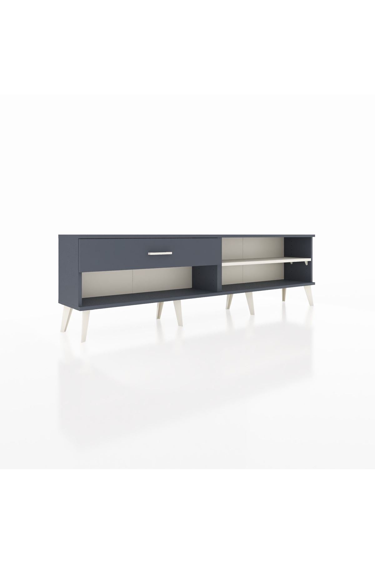 Arges TV Ünitesi Tek Raflı Tek Çekmeceli  176x30x51 Antrasit-Aytaşı/Antrasit